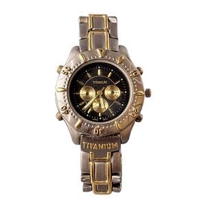 Vintage Titanium Chronograph Wristwatch - Two-Tone Band, Japan Quartz Movement